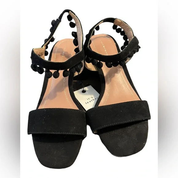 Zara Pom Pom Suede Block Heels Size 8 NWT - Picture 2 of 6